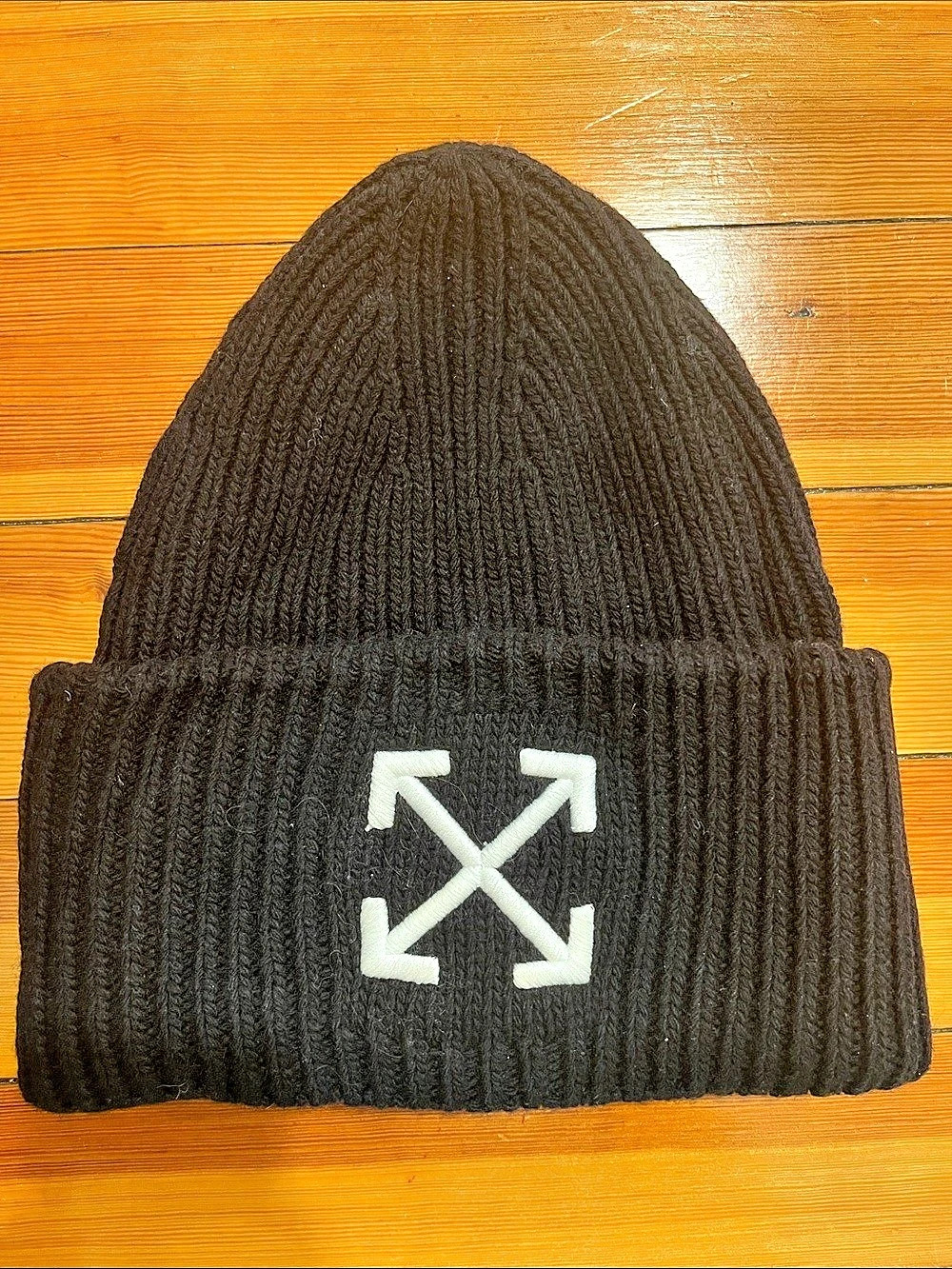 Off-White Arrow Ribbed Beanie Black Wool